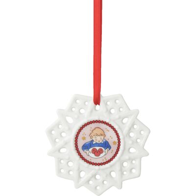 Rosenthal Porcelánová ozdoba Vločka, motiv Chlapec s jablky, Vánoční hostina, Ø 8 cm 02248-727531-27618 Rosenthal Porcelánová ozdoba Vločka, motiv Chlapec s jablky, Vánoční hostina, Ø 8 cm 02248-727531-27618