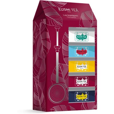Kusmi Tea Dárková sada Iconics teas se sítkem, 5 miniatur se sypaným čajem, 100 g 21335A1151 Kusmi Tea Dárková sada Iconics teas se sítkem, 5 miniatur se sypaným čajem, 100 g 21335A1151