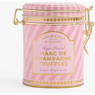 Cartwright & Butler Čokoládové lanýže s náplní Marc de Champagne v kovové dóze, 180 g 4093 Cartwright & Butler Čokoládové lanýže s náplní Marc de Champagne v kovové dóze, 180 g 4093