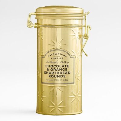 Cartwright & Butler Máslové sušenky s čokoládou a pomerančem Gold Christmas v plechové dóze, 150 g 2003 Cartwright & Butler Máslové sušenky s čokoládou a pomerančem Gold Christmas v plechové dóze, 150 g 2003