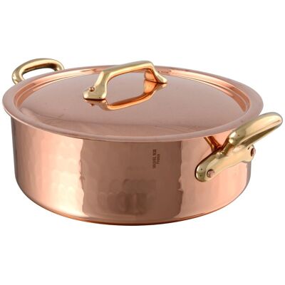 Mauviel Nízký měděný kastrol s bronzovými uchy a poklicí M’Tradition, Ø 36 cm / 12,7 l 215236 Mauviel Nízký měděný kastrol s bronzovými uchy a poklicí M’Tradition, Ø 36 cm / 12,7 l 215236