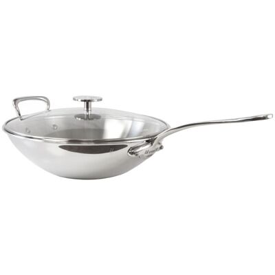 Mauviel Nerezová pánev Wok se skleněnou poklicí M´Cook, 32 cm / 5 l 523632 Mauviel Nerezová pánev Wok se skleněnou poklicí M´Cook, 32 cm / 5 l 523632