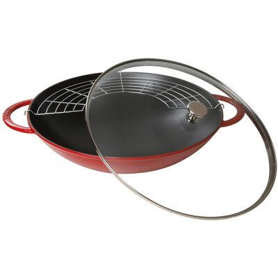 Staub Litinový wok se skleněnou poklicí, 37 cm, višňová 1004257 Staub Litinový wok se skleněnou poklicí, 37 cm, višňová 1004257