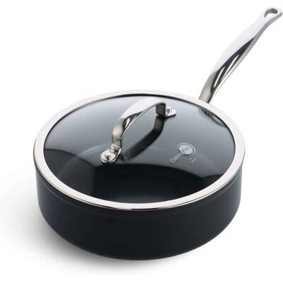 GreenPan Nepřilnavá keramická soté pánev se skleněnou poklicí Barcelona Pro, Ø 24 cm / 3,4 l, černá CC005327-001 GreenPan Nepřilnavá keramická soté pánev se skleněnou poklicí Barcelona Pro, Ø 24 cm / 3,4 l, černá CC005327-001