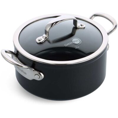 GreenPan Hrnec s nepřilnavým keramickým povrchem s poklicí Barcelona Pro, Ø 20 cm / 3,1 l, černá CC005333-001 GreenPan Hrnec s nepřilnavým keramickým povrchem s poklicí Barcelona Pro, Ø 20 cm / 3,1 l, černá CC005333-001