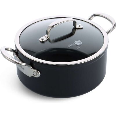 GreenPan Hrnec s nepřilnavým keramickým povrchem s poklicí Barcelona Pro, Ø 24 cm / 4,9 l, černá CC005334-001 GreenPan Hrnec s nepřilnavým keramickým povrchem s poklicí Barcelona Pro, Ø 24 cm / 4,9 l, černá CC005334-001
