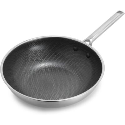 GreenPan Nerezová wok pánev s hybridním keramickým nepřilnavým povrchem Thermobond, kolekce Apex, 28 cm CC010199-001 GreenPan Nerezová wok pánev s hybridním keramickým nepřilnavým povrchem Thermobond, kolekce Apex, 28 cm CC010199-001