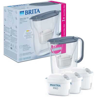 Brita Filtrační konvice Style Essential se 3 filtry Maxtra Pro Pure Performance, 2, 4 l, šedomodrá 1058103 1061044 Brita Filtrační konvice Style Essential se 3 filtry Maxtra Pro Pure Performance, 2, 4 l, šedomodrá 1058103 1061044