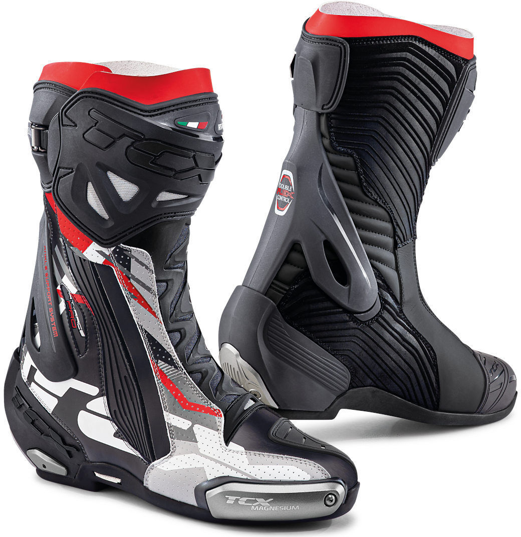 TCX RT-Race Pro Air perforated Motorcycle Boots perforované motocyklové boty 41 Černá Šedá červená