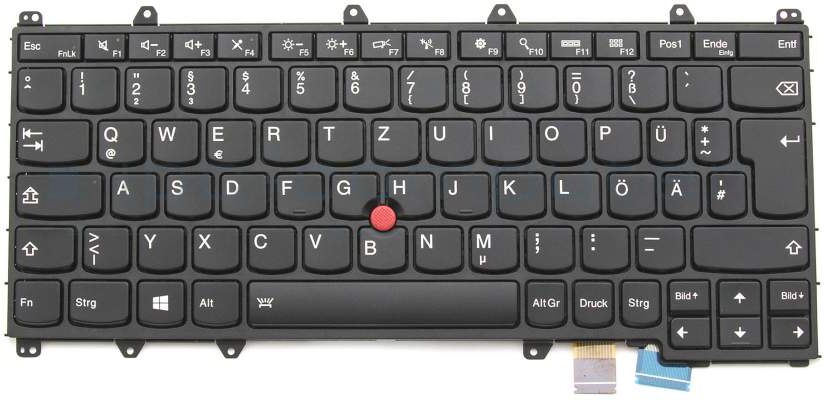 IPC TY260F Tastatur DE (deutsch) schwarz/schwarz matt mit Backlight und Mouse-Stick Original