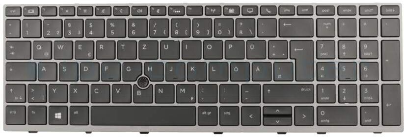 HP V162836B-11 Tastatur DE (deutsch) schwarz/grau mit Backlight und Mouse-Stick Original