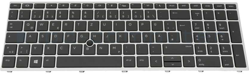 HP L09595-041 Tastatur DE (deutsch) schwarz/silber mit Backlight und Mouse-Stick Original