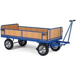 B2B Partner Plattformwagen mit Deichsel, Bordwände, 1000x2000 mm, 600 kg, Lufträder