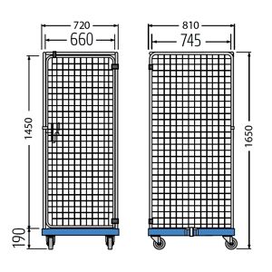 Wanzl Antidiebstahl-Rollbehälter mit Gitterwänden mit Kunststoff-Rollplatte RC/S1 1650