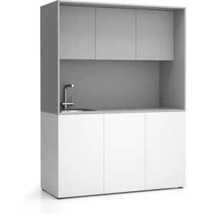 PLAN Büroküche NIKA mit Waschbecken und Wasserhahn 1481 x 600 x 2000 mm, grau, links