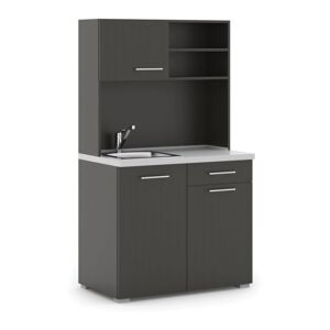 B2B Partner Büroküche PRIMO, Spülbecken, Mischbatterie, 1/2 Tür, Wenge