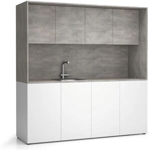 B2B Partner Büroküche NIKA mit Waschbecken und Wasserhahn 1963 x 600 x 2000 mm, Beton, links