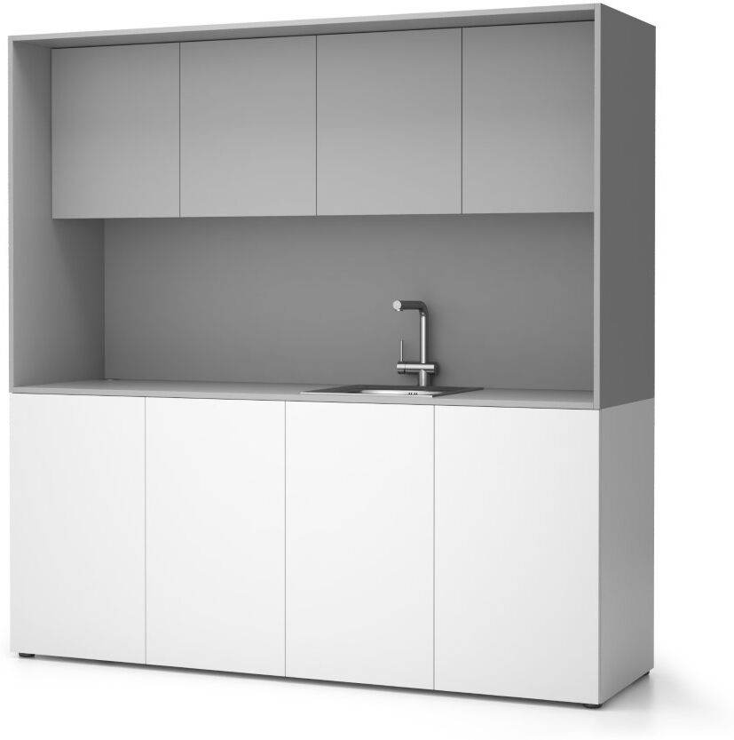 PLAN Büroküche nika mit waschbecken und wasserhahn 1963 x 600 x 2000 mm, PLAN Büroküche nika mit waschbecken und wasserhahn 1963 x 600 x 2000 mm,