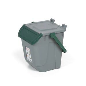 Mobil Plastic Abfallbehälter aus Kunststoff zur Mülltrennung ECOLOGY, grau-grün