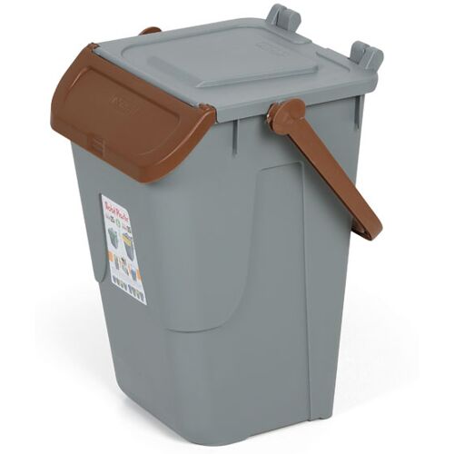 Mobil Plastic Abfallbehälter aus Kunststoff zur Mülltrennung ECOLOGY II, 35 l, grau-braun