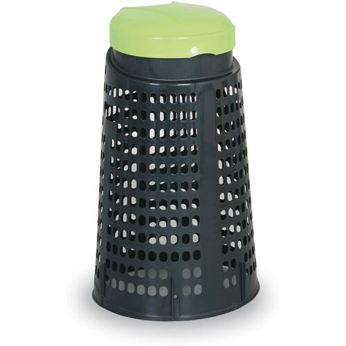 ArtPlast Plastik Mülleimer für Müllsäcke 120 l, schwarz, grüner Deckel