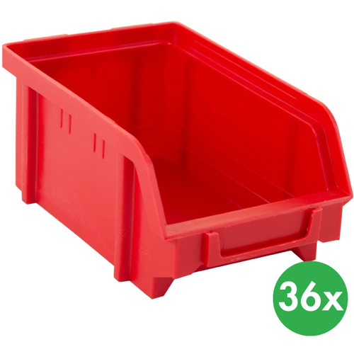 ArtPlast Sichtlagerkästen BASIC Typ A, 103 x 166 x 73 mm, 36 Stk., rot