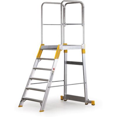 Aluminium Podestleiter einseitig, ALVE FORTE, 6 Sprosen, Höhe 1,26 m Aluminium Podestleiter einseitig, ALVE FORTE, 6 Sprosen, Höhe 1,26 m