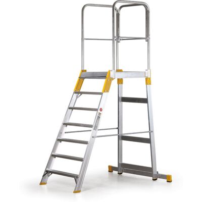Aluminium Podestleiter einseitig, ALVE FORTE, 7 Sprosen, Höhe 1,47 m Aluminium Podestleiter einseitig, ALVE FORTE, 7 Sprosen, Höhe 1,47 m