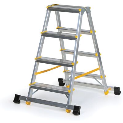 B2B Partner ALVE EUROSTYL doppelseitige Aluminiumtreppe mit Stabilisator, 2 x 4 Stufen, Höhe 0,84 m B2B Partner ALVE EUROSTYL doppelseitige Aluminiumtreppe mit Stabilisator, 2 x 4 Stufen, Höhe 0,84 m