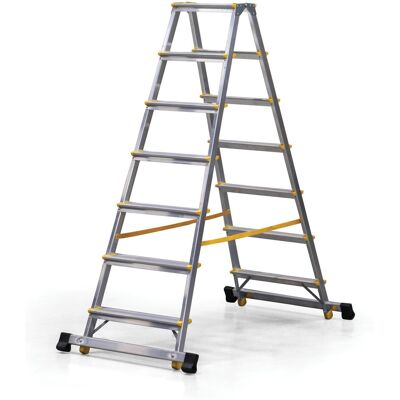 B2B Partner ALVE EUROSTYL doppelseitige Aluminiumtreppe mit Stabilisator, 2 x 7 Stufen, Höhe 1,46 m B2B Partner ALVE EUROSTYL doppelseitige Aluminiumtreppe mit Stabilisator, 2 x 7 Stufen, Höhe 1,46 m