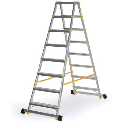 B2B Partner ALVE EUROSTYL doppelseitige Aluminiumtreppe mit Stabilisator, 2 x 8 Stufen, Höhe 1,68 m B2B Partner ALVE EUROSTYL doppelseitige Aluminiumtreppe mit Stabilisator, 2 x 8 Stufen, Höhe 1,68 m