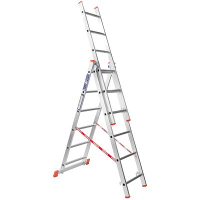 B2B Partner Dreiteilige Mehrzweck-Aluleiter HOBBY, 3x6 Sprossen, 3,65 m B2B Partner Dreiteilige Mehrzweck-Aluleiter HOBBY, 3x6 Sprossen, 3,65 m