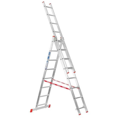 B2B Partner Dreiteilige Mehrzweck-Aluleiter HOBBY, 3x8 Sprossen, 4,52 m B2B Partner Dreiteilige Mehrzweck-Aluleiter HOBBY, 3x8 Sprossen, 4,52 m