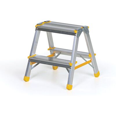 B2B Partner Podestleiter beidseitig aus Aluminium ALVE EUROSTYL, 2x2 Stufen, Höhe 0,4 m B2B Partner Podestleiter beidseitig aus Aluminium ALVE EUROSTYL, 2x2 Stufen, Höhe 0,4 m