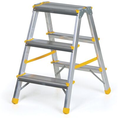 B2B Partner Podestleiter beidseitig aus Aluminium ALVE EUROSTYL, 2x3 Stufen, Höhe 0,6 m B2B Partner Podestleiter beidseitig aus Aluminium ALVE EUROSTYL, 2x3 Stufen, Höhe 0,6 m