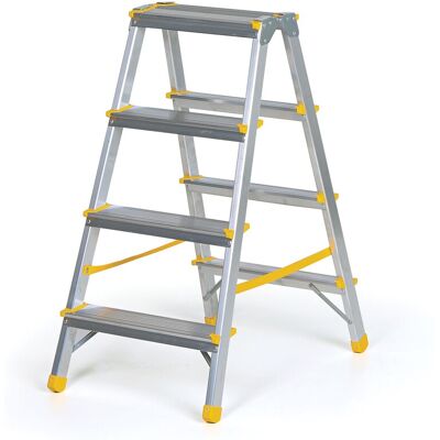 B2B Partner Podestleiter beidseitig aus Aluminium ALVE EUROSTYL, 2x4 Stufen, Höhe 0,84 m B2B Partner Podestleiter beidseitig aus Aluminium ALVE EUROSTYL, 2x4 Stufen, Höhe 0,84 m