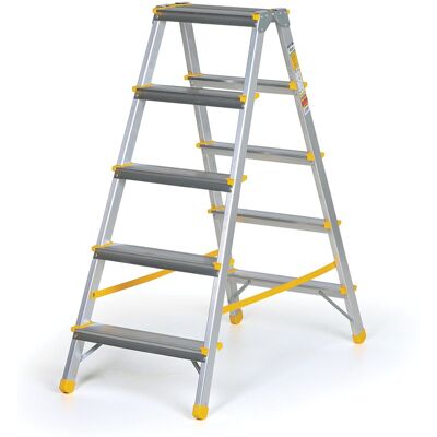 B2B Partner Podestleiter beidseitig aus Aluminium ALVE EUROSTYL, 2x5 Stufen, Höhe 1,04 m B2B Partner Podestleiter beidseitig aus Aluminium ALVE EUROSTYL, 2x5 Stufen, Höhe 1,04 m