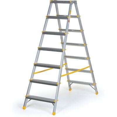 B2B Partner Podestleiter beidseitig aus Aluminium ALVE EUROSTYL, 2x7 Stufen, Höhe 1,46 m B2B Partner Podestleiter beidseitig aus Aluminium ALVE EUROSTYL, 2x7 Stufen, Höhe 1,46 m