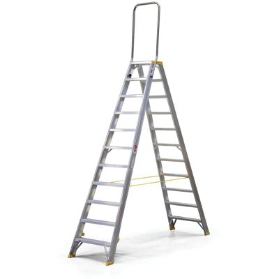 B2B Partner Podestleiter beidseitig aus Aluminium ALVE FORTE mit Handgriff, 2x11 Stufen, Höhe 2,34 m B2B Partner Podestleiter beidseitig aus Aluminium ALVE FORTE mit Handgriff, 2x11 Stufen, Höhe 2,34 m