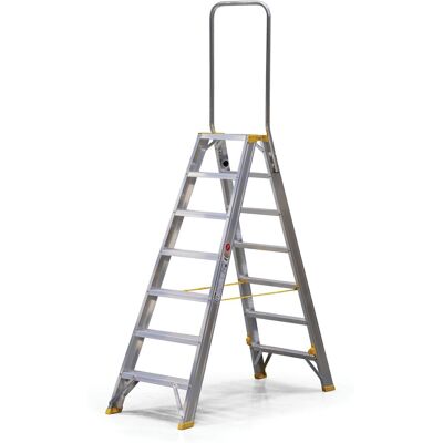 B2B Partner Podestleiter beidseitig aus Aluminium ALVE FORTE mit Handgriff, 2x7 Stufen, Höhe 1,49 m B2B Partner Podestleiter beidseitig aus Aluminium ALVE FORTE mit Handgriff, 2x7 Stufen, Höhe 1,49 m