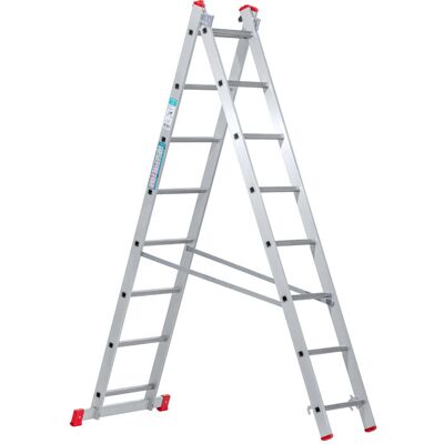 B2B Partner Zweiteilige Mehrzweck-Aluleiter HOBBY, 2x8 Sprossen, 3,38 m B2B Partner Zweiteilige Mehrzweck-Aluleiter HOBBY, 2x8 Sprossen, 3,38 m