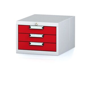 Alfa 3 Hängecontainer mit drei Schubladen, grau/rot