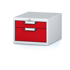 Alfa 3 Hängecontainer mit zwei Schubladen, grau/rot