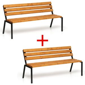 B2B Partner Gartenbank 1+1 GRATIS, stapelbar, mit Rückenlehne, 1500 mm, Limba