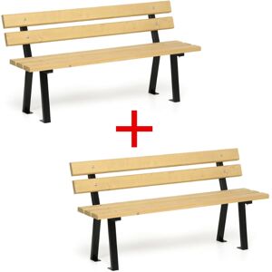 B2B Partner Gartenbank WOODY mit Rückenlehne 1+1 GRATIS, 1500 mm, helle Eiche