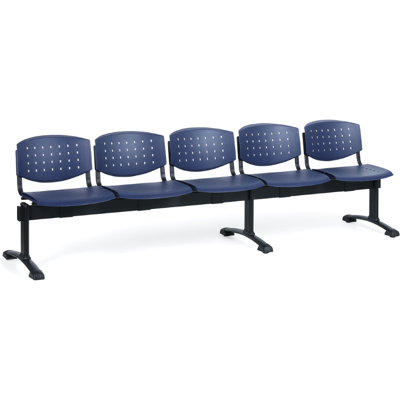 Antares Kunststoff-Wartezimmerbank, Traversenbank, TONY, 5-sitzig, blau Antares Kunststoff-Wartezimmerbank, Traversenbank, TONY, 5-sitzig, blau
