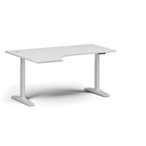 B2B Partner Höhenverstellbarer Schreibtisch, elektrisch, 675-1325 mm, Ecke links, Tischplatte 1600x1200 mm, weißes Untergestell, weiß