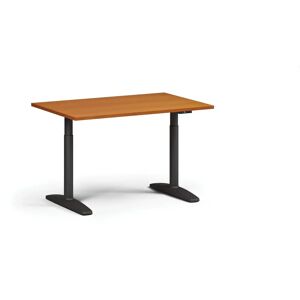 B2B Partner Höhenverstellbarer Schreibtisch OBOL, elektrisch, 675-1325 mm, Tischplatte 1280x800 mm, schwarzes abgerundetes Untergestell, Kirsche