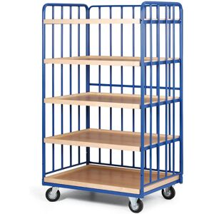 B2B Partner Etagenwagen, 5 Etagen mit Kante, 3 Wänden aus Rohrstreben, Tragfähigkeit 200 kg