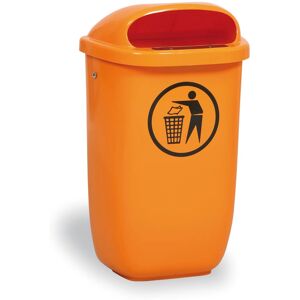 B2B Partner Mülleimer an Pfosten für draußen, 50 l, 425 x 320 x 780 mm, orange